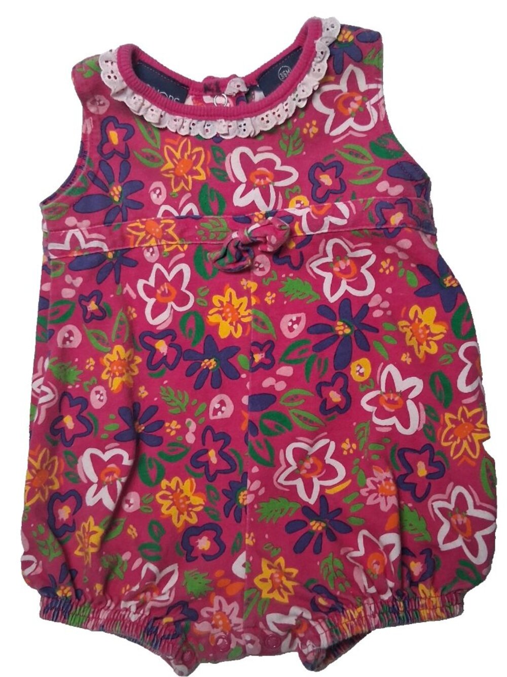 Vintage Honors Baby Girl Romper 3/6M Knit Sleeveless Shorts Pink Floral Retro